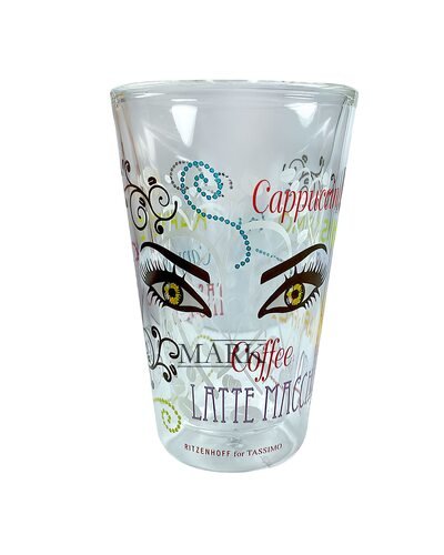 Стеклянные стаканы с двойными стенками и наклейкой 4 шт 300 мл Glass Ware (Coffee Cappuccino)