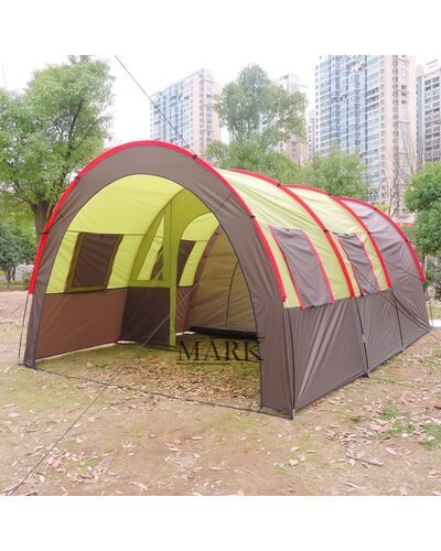 Туннельная палатка с навесом для кемпинга Xue Shan Lang 2790 (130+130+220)х260х200 см 6,5 кг Зеленый (SHRK)