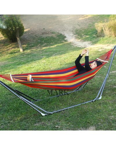 Подвесной гамак на поселенной подставке EOS 8001 300см*75см*120см Красно-оранжевый (SHRK)