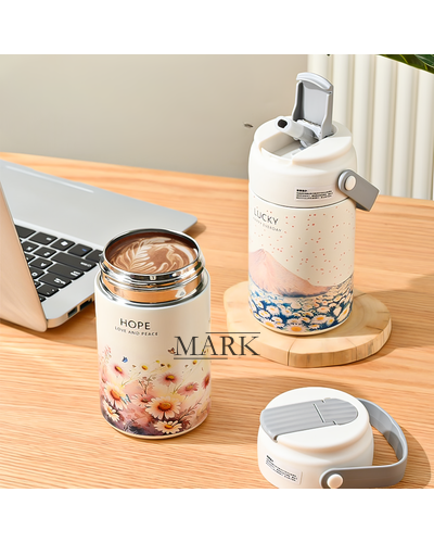 Стильная термочашка для чая с фильтром и трубочкой 550 мл нержавеющая сталь, Sunlight (1142)