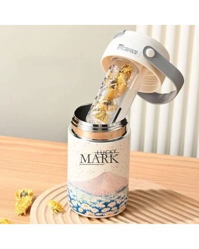 Стильная термочашка для чая с фильтром и трубочкой 550 мл нержавеющая сталь, Sunlight (1142)