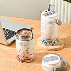 Стильна термочашка для чаю з фільтром та трубочкою 550 мл нержавіюча сталь, Hope (1142)