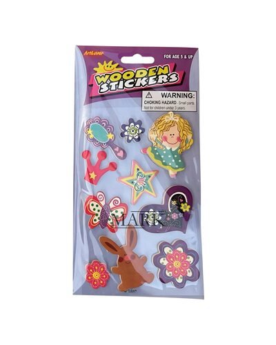 Декоративный набор различных детских стикеров для творчества WDS-WR200 8 стикеров на деревянной основе (NI)