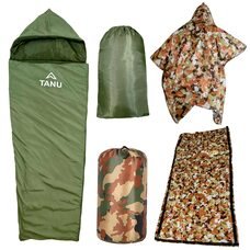 Туристичний портативний термо-набір спальний мішок з подушкою TANU -17С°, 350 г/м2, 215х80 см Олива (BR)