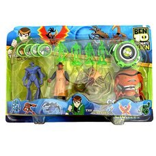 Дитячий ігровий набір G01985/0842-12 Ben10 5 серії 4 фігурки (Жук+Краб+Іон+Адватай)+годинник(NI)