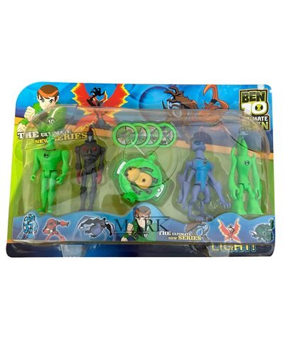 Детские коллекционные светящиеся фигурки 4 шт. G01956/0842-15 BEN10 5 серии с часами в блистере (NI)