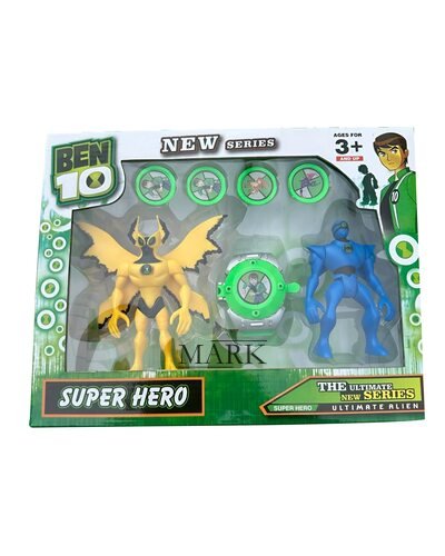 Детские игровые фигурки со звуком и светящиеся, 2 шт. G11985/0843-8 BEN10 5 серии + часы и диски (NI)