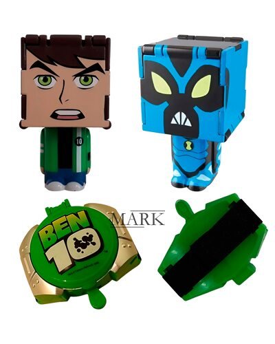 Игровой детский набор герои мультфильма G20421/SB191-6 БЕН10 2 фигурки + часы с дисками + 2 пистолета (NI)