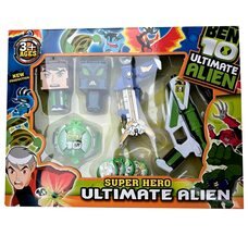 Дитячий набір іграшок G20420/SB191-5 БЕН10 фігурки трансформери + годинник з дисками + 2 пістолета (NI)