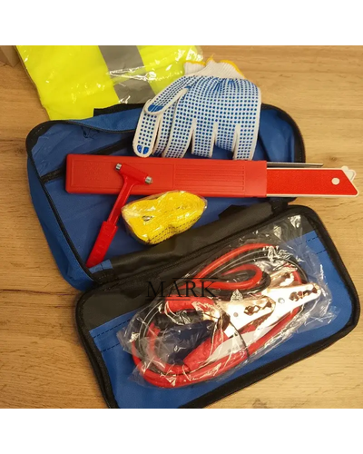 Большой автомобильный набор 6в1 (перчатки, жилет, трос, домкрат, стартовые провода сумочка для хранения)