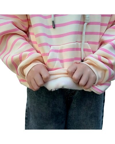 Детский демисезонный худи на флисе для девочек 6-12 лет SPARKLE Min Min размер 128 Бежево-розовый (SPRK)