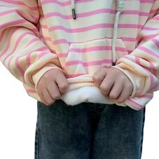 Дитячий демісезонний худі на флісі для дівчат 6-12 років SPARKLE Min Min розмір 134 Бежевий-рожевий (SPRK)