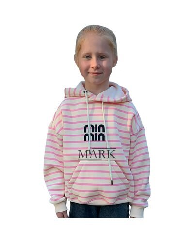 Детский демисезонный худи на флисе для девочек 6-12 лет SPARKLE Min Min размер 146 Бежево-розовый (SPRK)