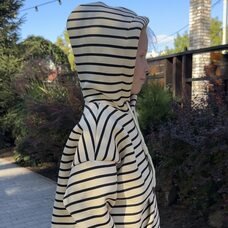 Дитяче худи з капюшоном у смужку з флісом SPARKLE Min 6-12 років 134 Бежево-чорна (SPRK)