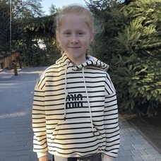 Дитяче худи з капюшоном у смужку з флісом SPARKLE Min 6-12 років 152 Бежево-чорна (SPRK)