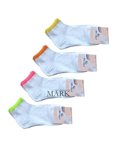 Женские стрейчевые носки "mileskov 112b/05762"  36-41 белые с цветной полоской, 12 шт (BOT)