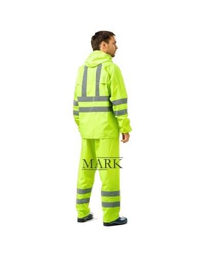 Сигнальный рабочий водонепроницаемый костюм с сигнальной лентой 591 (JS)