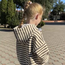 Дитяче тепле худі з флісом у смужку SPARKLE Min 6-12 років 128 Бежево-коричневий (SPRK)