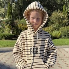 Дитяче тепле худі з флісом у смужку SPARKLE Min 6-12 років 128 Бежево-коричневий (SPRK)