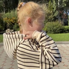 Дитяче тепле худі з флісом у смужку SPARKLE Min 6-12 років 134 Бежево-коричневий (SPRK)