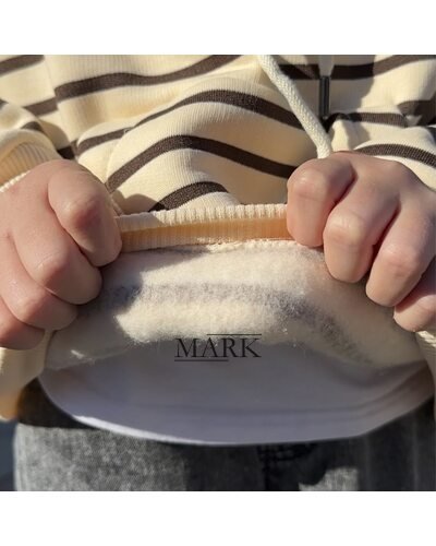 Детское теплое худи с флисом в полоску SPARKLE Min 6-12 лет 134 Бежево-коричневый (SPRK)