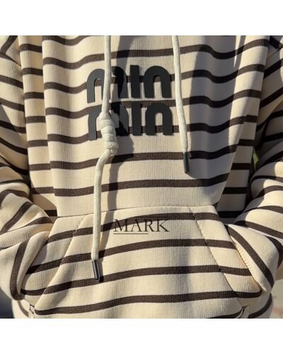 Детское теплое худи с флисом в полоску SPARKLE Min 6-12 лет 140 Бежево-коричневый (SPRK)