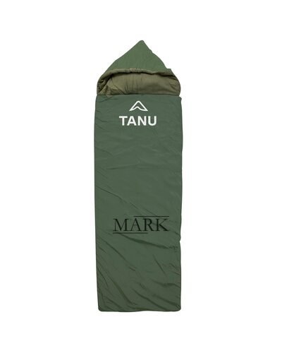 Теплый синтепоновый спальный мешок с подушкой и синтепоном TANU -30С°, 350 г/м2, размер 220*90 см Олива (BR)