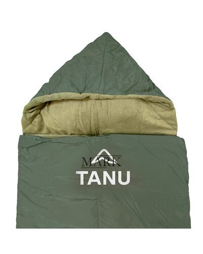 Теплый синтепоновый спальный мешок с подушкой и синтепоном TANU -30С°, 350 г/м2, размер 220*90 см Олива (BR)