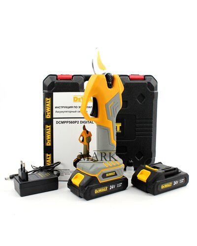 Аккумуляторный секатор DeWalt DCMPP560P2 Digital (24V, 5AH) с экраном в кейсе