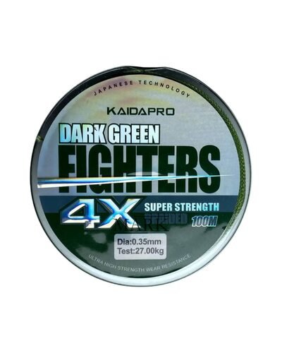 Леска Kaidapro Fighters 4X 100м, 27кг, 0,35мм Dark green