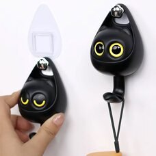 Настінний посилений гачок у формі милого котика з очками до 2,5 кг, Чорний (626)