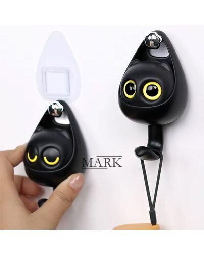 Настенный усиленный крючок в форме милого котика с глазками до 2,5 кг, Черный(626)