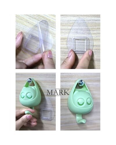 Настенный усиленный крючок в форме милого котика с глазками до 2,5 кг, Фиолетовый(626)