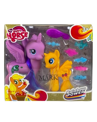 Детский подарочный набор игрушек единороги с расческой в комплекте My happy horse EN71-6P/L-A17 3+ (AHMD)