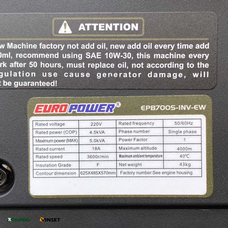 Бензиновий генератор однофазний на колесах з пультом керування Euro Power EP8700S-INV-EW на 4.5-5 кВт (ISML)