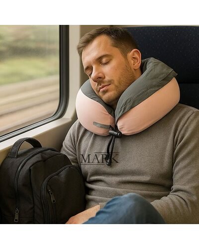 Дорожная подушка с поддержкой шеи, мягкий материал, съемный чехол, Розовый (626)