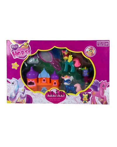 Детский набор фигурок-игрушек с единорогами, зеркальцем, замком «Fun lovely horse» (AHMD)