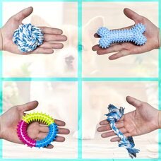 Великий набір іграшок для собак і цуценят 17 в 1 — гума, канати, текстиль  (626)