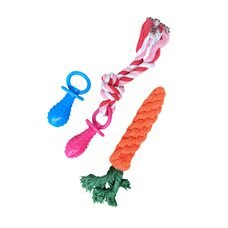 Великий набір іграшок для собак і цуценят 17 в 1 — гума, канати, текстиль  (626)