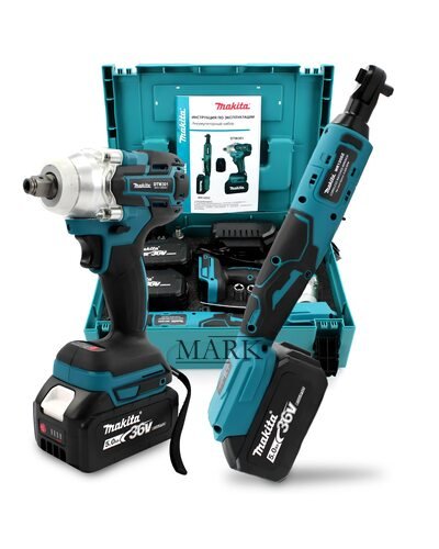 Набор профессиональных аккумуляторных гайковертов 2в1 Makita (DTW301 и WR120DZ) 36V 4Ah