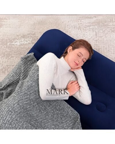 Надувной велюровый полуторный матрас с подголовником, встроенный ножной насос Bestway Pavillo 67224  (LM)