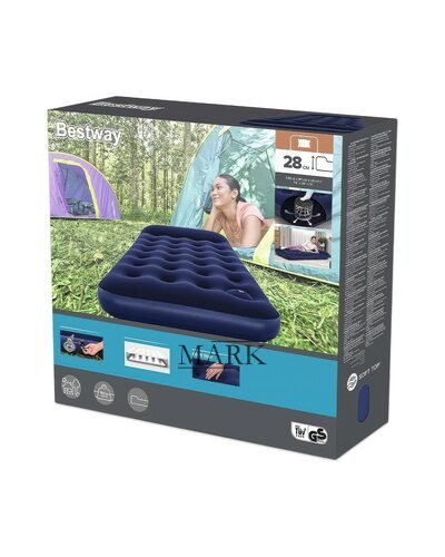 Надувной велюровый полуторный матрас с подголовником, встроенный ножной насос Bestway Pavillo 67224  (LM)