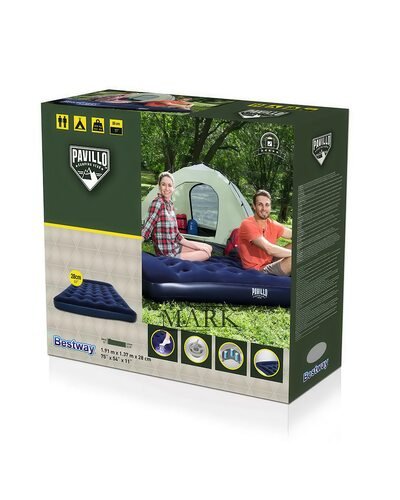 Надувной велюровый полуторный матрас с подголовником, встроенный ножной насос Bestway Pavillo 67225  (LM)