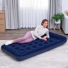 Надувний велюровий полуторний матрац з підголовником, вбудований ножний насос Bestway Pavillo 67225  (LM)
