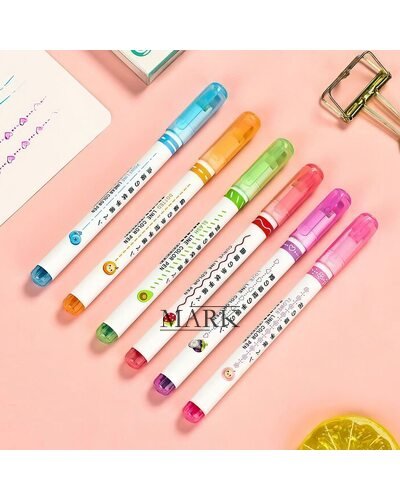 Двухсторонние маркеры MDS-6006 с роликовым механизмом с узорами, набор 6 шт. (218)