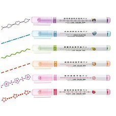 Двухсторонние маркеры MDS-6006 с роликовым механизмом с узорами, набор 6 шт. (218)