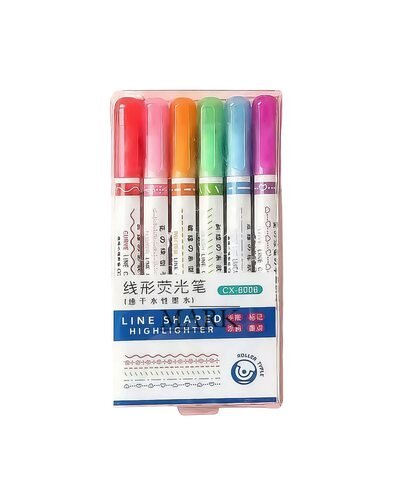 Двухсторонние маркеры MDS-6006 с роликовым механизмом с узорами, набор 6 шт. (218)