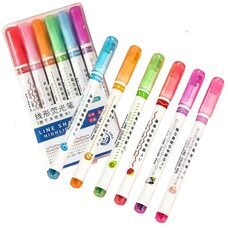 Двухсторонние маркеры MDS-6006 с роликовым механизмом с узорами, набор 6 шт. (218)