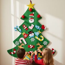 Ялинка з фетру дитяча новорічна з іграшками на липучці 95 х 70 см / 21 іграшка (HA-79)