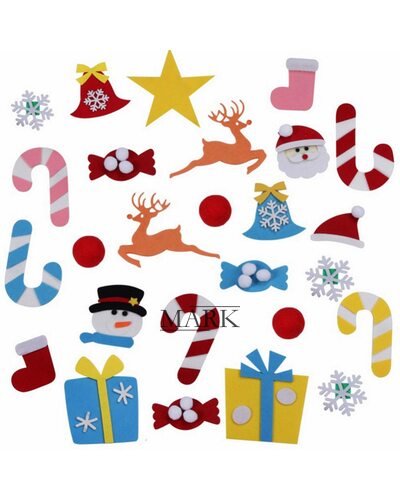 Елка из фетра детская новогодняя с игрушками на липучке 95 х 70 см/21 игрушка (HA-79)